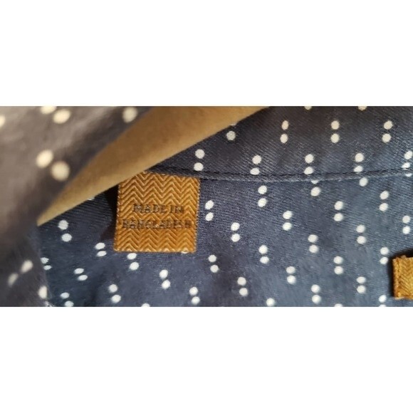 Jachs Girlfriend - Navy w/White Dots, Button Front Short Sleeve Shirt - Small - Picture 4 of 9